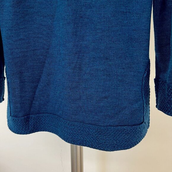 Tory Burch Lizzie 100%‎ Merino Wool Heathered Blue Tunic V-Neck Sweater Sz XS - Picture 10 of 13
